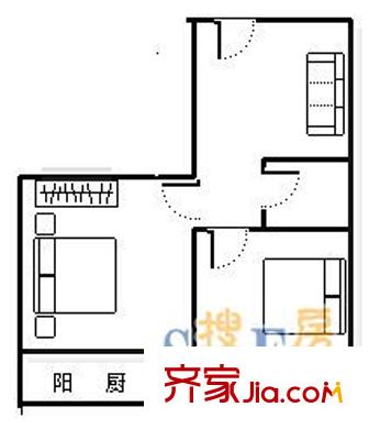 回民小區(qū)土地局宿舍 2室 戶型圖