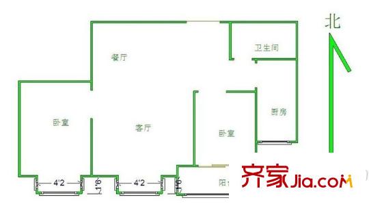 中益燕開花園戶型圖中益.燕開花園 2居室 戶型圖 2室2廳1衛(wèi)1廚