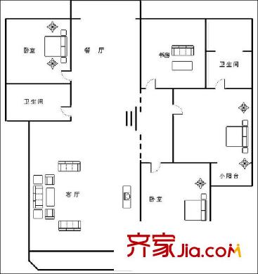 中益燕開花園戶型圖中益.燕開花園 4居室 戶型圖 4室2廳2衛(wèi)1廚