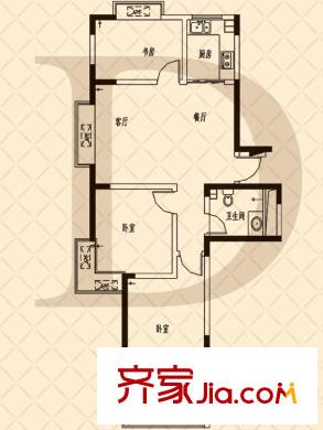 魏華園新區(qū)1#樓標準層D戶型 3室2廳1衛(wèi)1廚