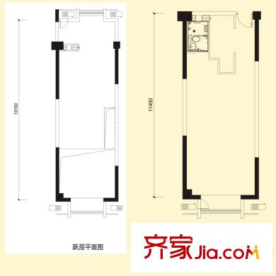 銀座中心戶型圖4#5#樓A6戶型 1室2廳1衛(wèi)1廚