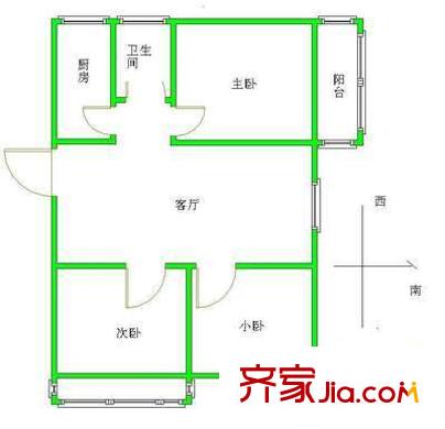窯頭小區(qū)戶型圖 戶型圖 3室2廳1衛(wèi)1廚
