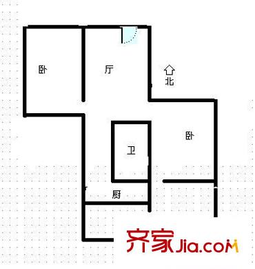 工藝美院宿舍（千佛山東路）戶型圖千佛山東路工藝美院宿舍 2室 戶型圖 2室2廳1衛(wèi)1廚
