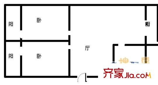 工藝美院宿舍（千佛山東路）戶型圖千佛山東路工藝美院宿舍 2室 戶型圖 2室2廳1衛(wèi)1廚