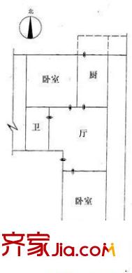 槐蔭區(qū)環(huán)衛(wèi)局宿舍 2室 戶型圖