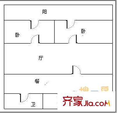 槐蔭區(qū)環(huán)衛(wèi)局宿舍 2室 戶型圖