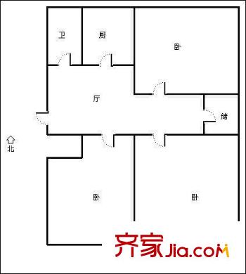 西山重汽宿舍 3居室 戶型圖