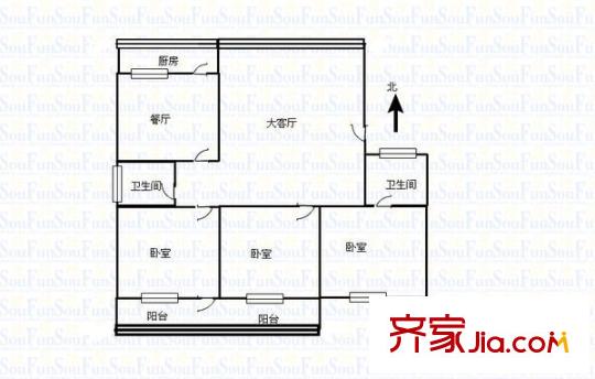 紅廟家園 3室 戶型圖