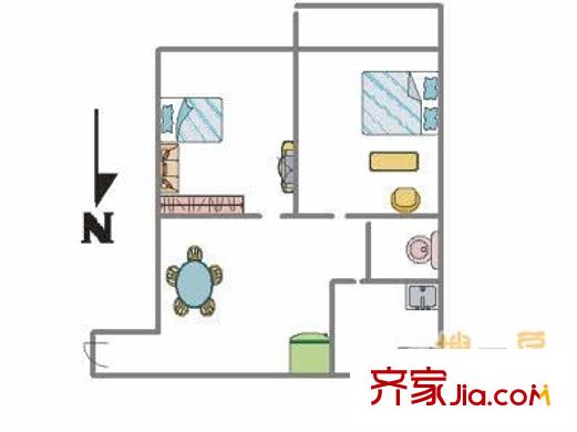中醫(yī)藥大學(xué)宿舍 2室 戶型圖