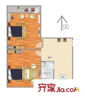 槐蔭區(qū)環(huán)衛(wèi)局宿舍 2室 戶型圖
