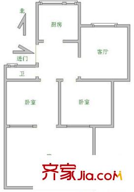 槐蔭區(qū)環(huán)衛(wèi)局宿舍 2室 戶型圖