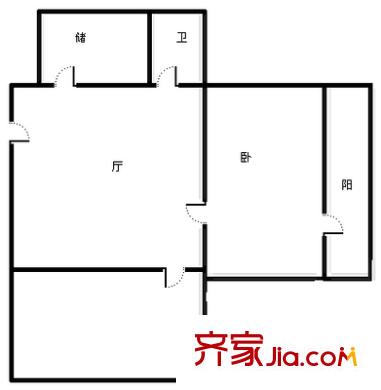 順河街新區(qū) 2室 戶型圖