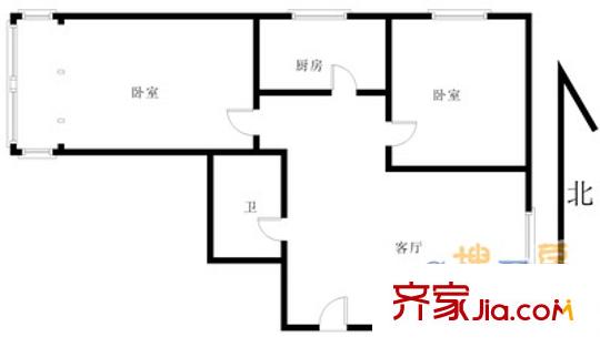 順河街新區(qū) 2室 戶型圖