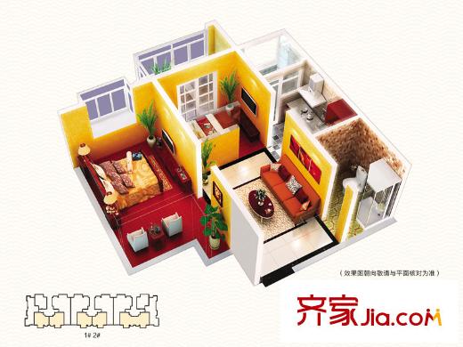 融基?御水山莊1、2號樓標(biāo)準(zhǔn)層戶型圖 2室1廳1衛(wèi)1廚