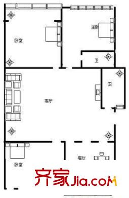 文化東路67號院 3居室 戶型圖