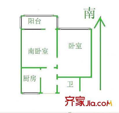 文化東路67號院 2居室 戶型圖