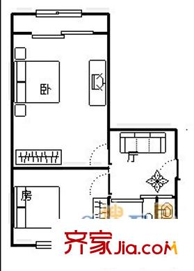 緯十路電信局宿舍戶型圖電信局宿舍 2室 戶型圖 2室1廳1衛(wèi)1廚