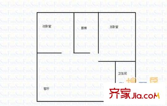 環(huán)山路高速集團(tuán)宿舍 3室 戶(hù)型圖