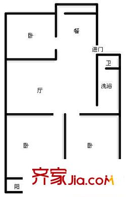 環(huán)山路高速集團(tuán)宿舍 3室 戶(hù)型圖