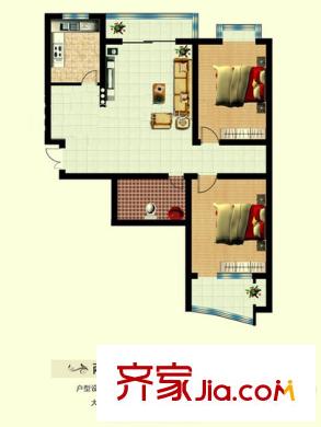 濟南普利商務(wù)中心戶型圖普利商務(wù)中心住宅兩室兩廳一衛(wèi)戶型 2室2廳1衛(wèi)1廚