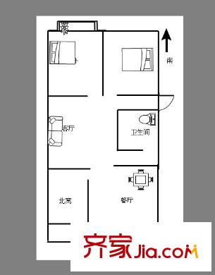 千佛山南路勞動(dòng)廳宿舍 3居室 戶型圖