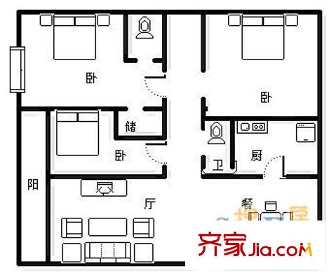 云曲山莊 3室 戶型圖