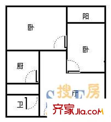 順河街新區(qū) 2室 戶型圖