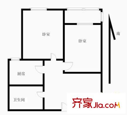 順河街新區(qū) 2室 戶型圖