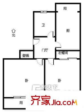 文化東路67號院 2居室 戶型圖