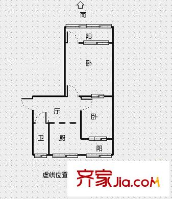 文化東路67號院 2居室 戶型圖