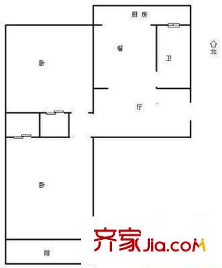 文化東路67號院 2居室 戶型圖