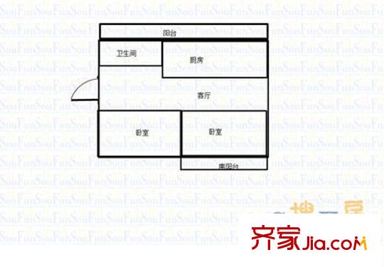 堤口路木材廠宿舍戶型圖木材廠宿舍 2室 戶型圖 2室1廳1衛(wèi)1廚