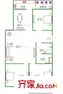 電力研究院宿舍 3室 戶型圖