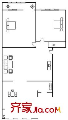 千佛山南路勞動(dòng)廳宿舍 2居室 戶型圖