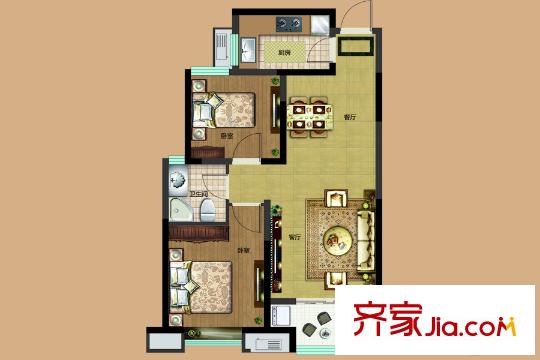 融匯城5、6、7#樓A戶型 2室2廳1衛(wèi)1廚