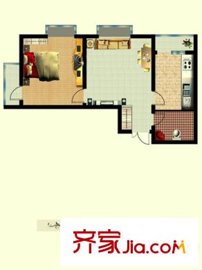 濟(jì)南普利商務(wù)中心戶型圖普利商務(wù)中心住宅兩室兩廳一衛(wèi)戶型1 2室2廳1衛(wèi)1廚