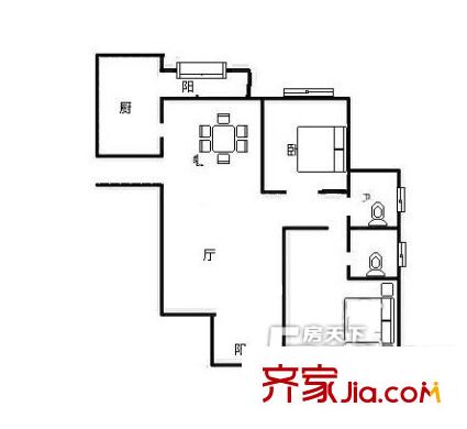 王府小區(qū)戶型圖222 2室2廳2衛(wèi)1廚