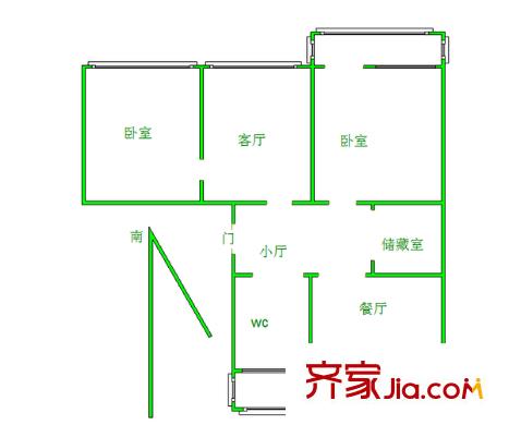 利農(nóng)莊路小鴨宿舍 2室 戶型圖