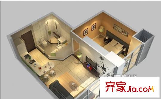 魯商國奧城（公寓）戶型圖一室一廳一衛(wèi)61.82平米戶型 