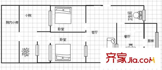 小額站宿舍戶型圖 戶型圖 2室2廳1衛(wèi)1廚