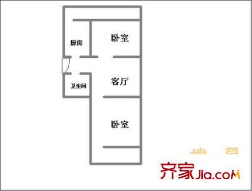 復興大街單位宿舍 1室 戶型圖