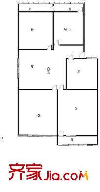 二七新村街道辦事處宿舍 3居室 戶型圖