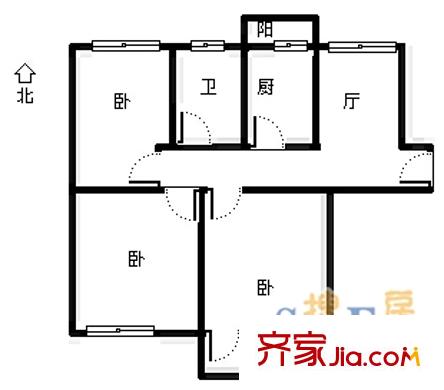 東青龍街宿舍 3室 戶型圖