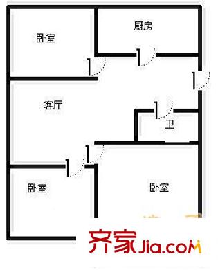 東青龍街宿舍 3室 戶型圖