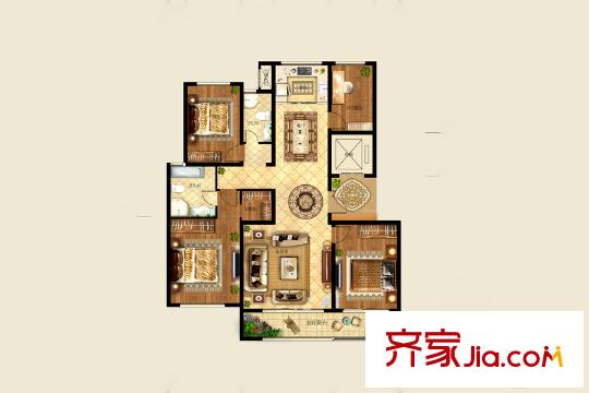 財富中心B3地塊15號16號樓E-2戶型 4室2廳2衛(wèi)1廚