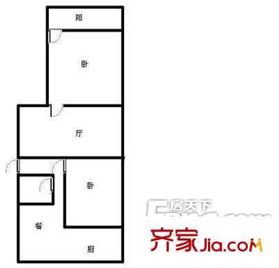 山師北街單位宿舍戶型圖戶型圖 2室2廳1衛(wèi)1廚