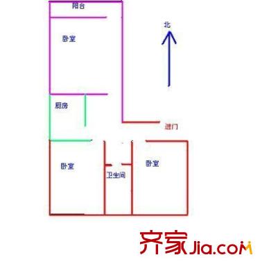 山師北街單位宿舍 3室 戶型圖