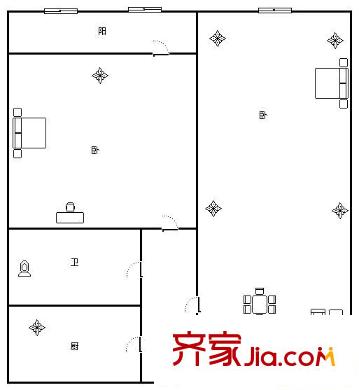 經(jīng)六緯一單位宿舍 2居室 戶型圖