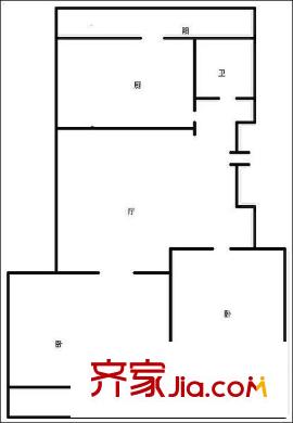 經(jīng)六緯一單位宿舍 2居室 戶型圖