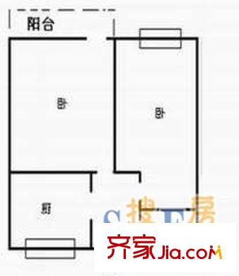 勝利大街鐵路宿舍 2室 戶型圖
